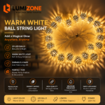 Luxury Warm White Metal Ball String Light – Elegant Home Decoration LED Lights