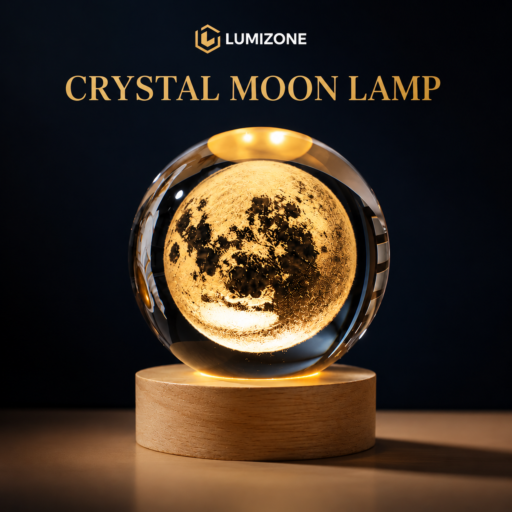 Crystal Moon Lamp – Premium 3D LED Night Light 🌙✨