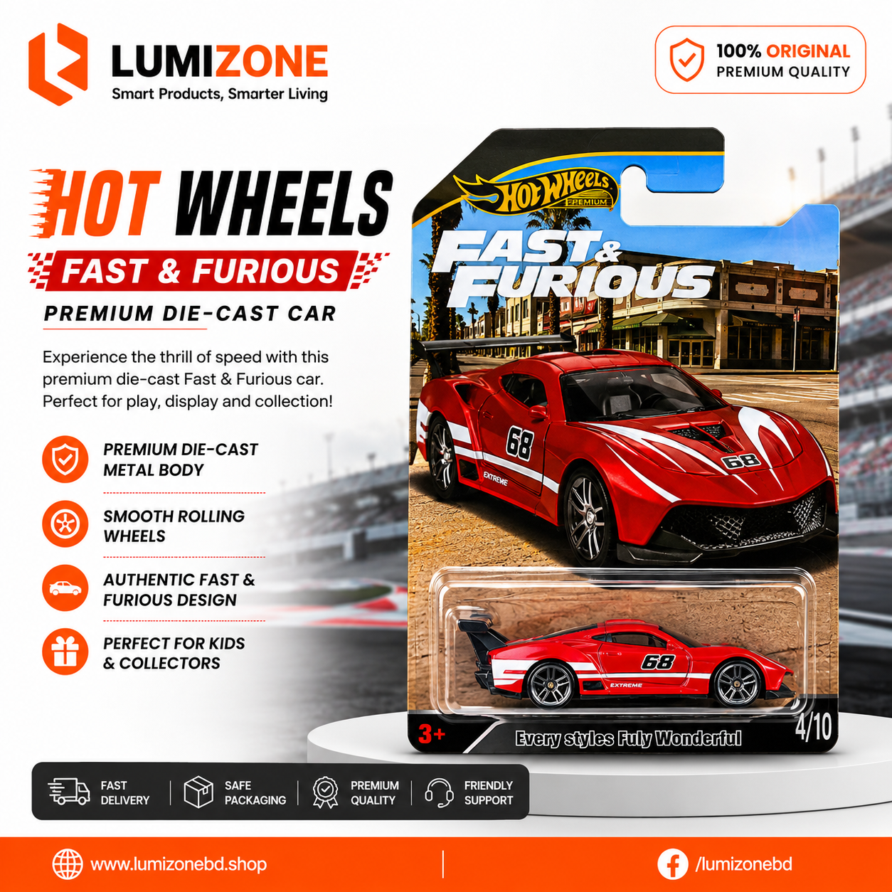 2026/07/file_00000000a5f48230af5744f8082f2953.png Hot Wheels Fast & Furious Premium Die-Cast Sports Car | Collector's Edition - Image 1